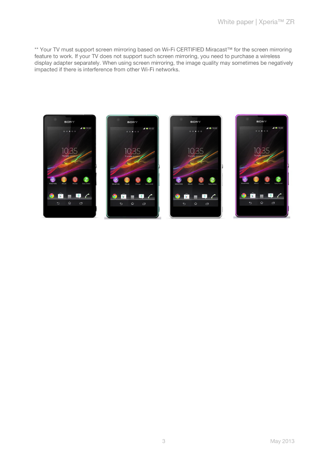 Sony C5503 manual White paper Xperia ZR 