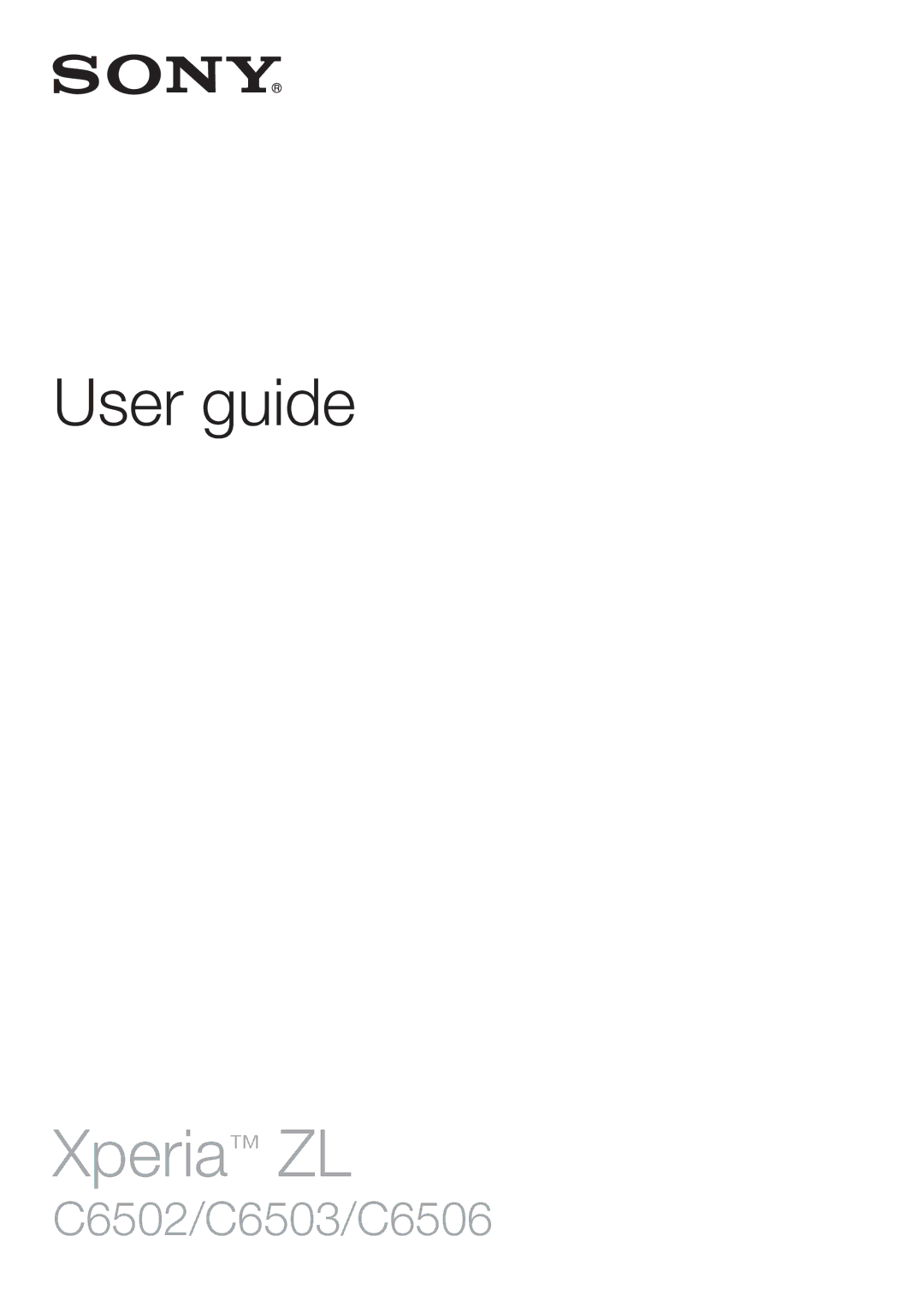 Sony C6503, C6502, C6506 manual Xperia ZL 