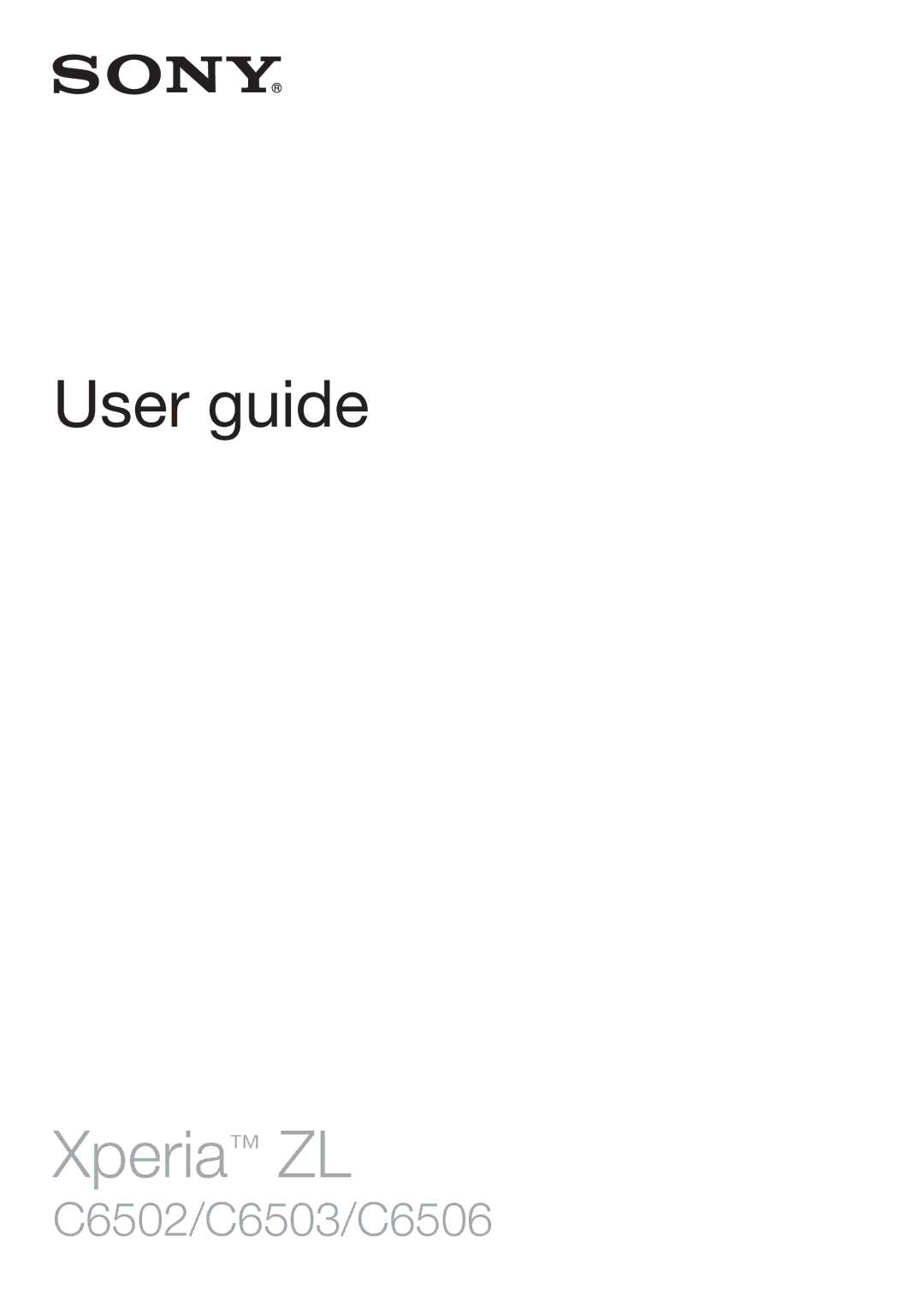 Sony C6503, C6502, C6506 manual Xperia ZL 