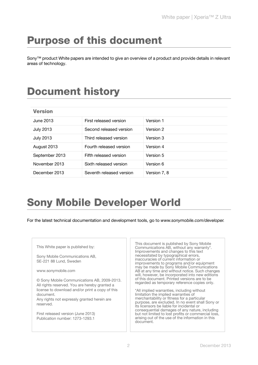 Sony C6833 manual Purpose of this document 