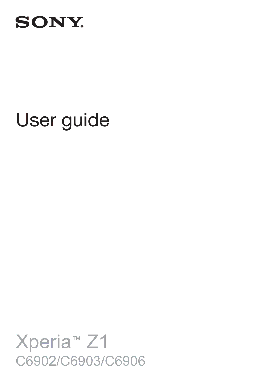 Sony C6906, C6903, C6902 manual Xperia Z1 