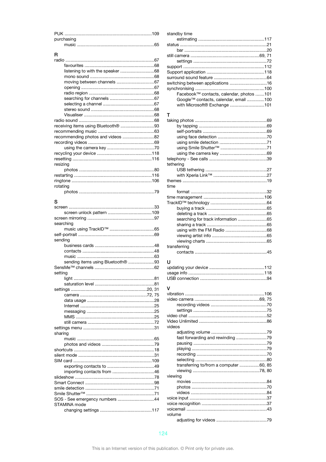 Sony C6906, C6903, C6902 manual 124, Purchasing 