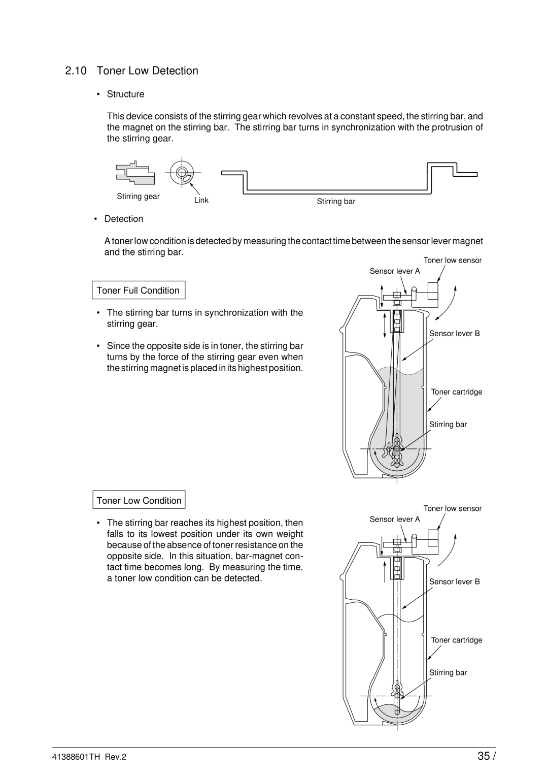 Sony C9000 service manual Toner Low Detection 