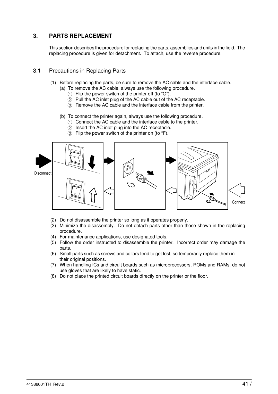 Sony C9000 service manual Precautions in Replacing Parts 