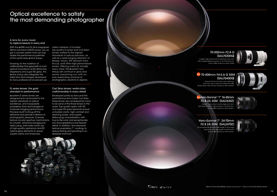 Sony CA649W Optical excellence to satisfy Most demanding photographer, Lens for every need To capture beauty in every shot 