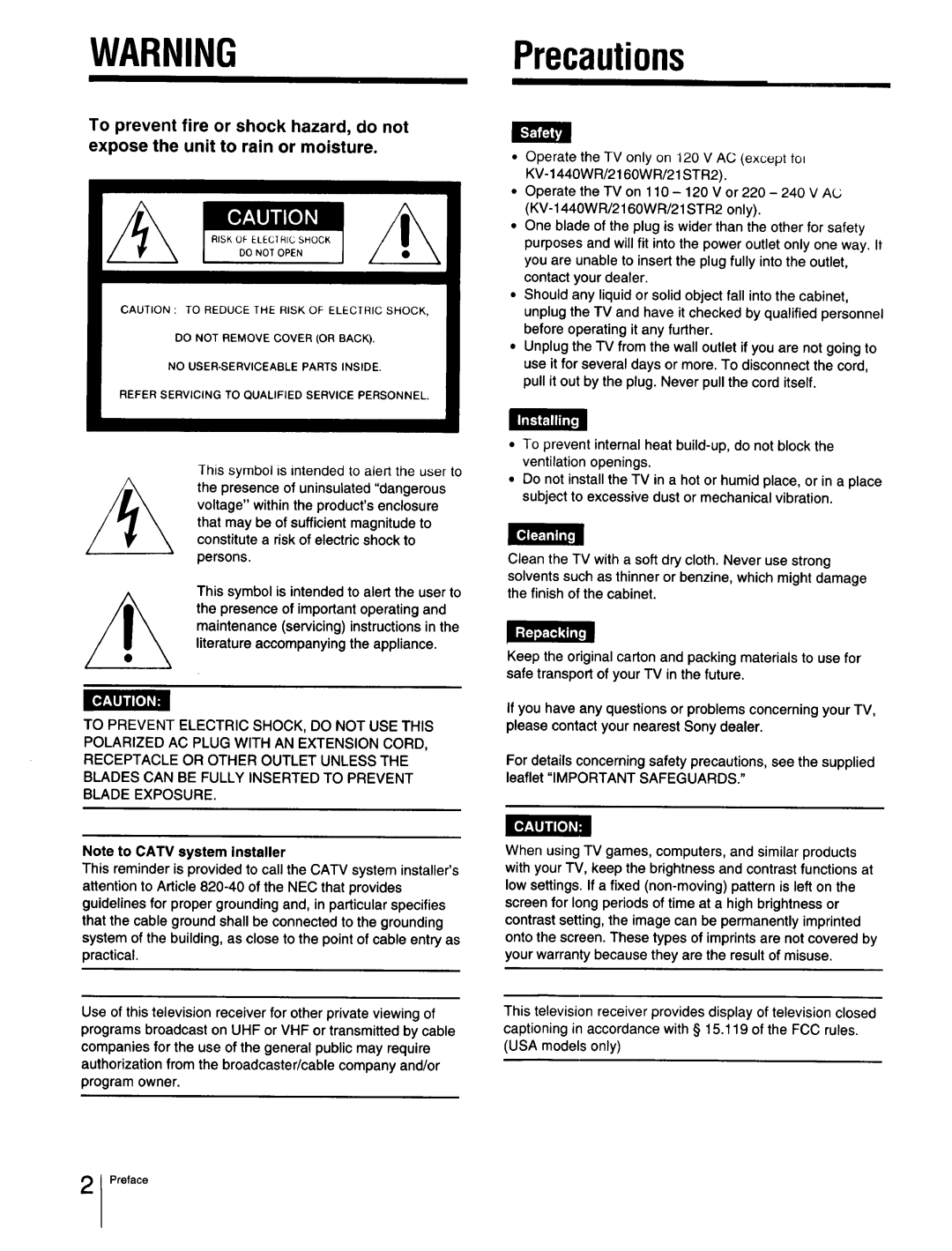 Sony Cable Box specifications Precautions, LlttF3 