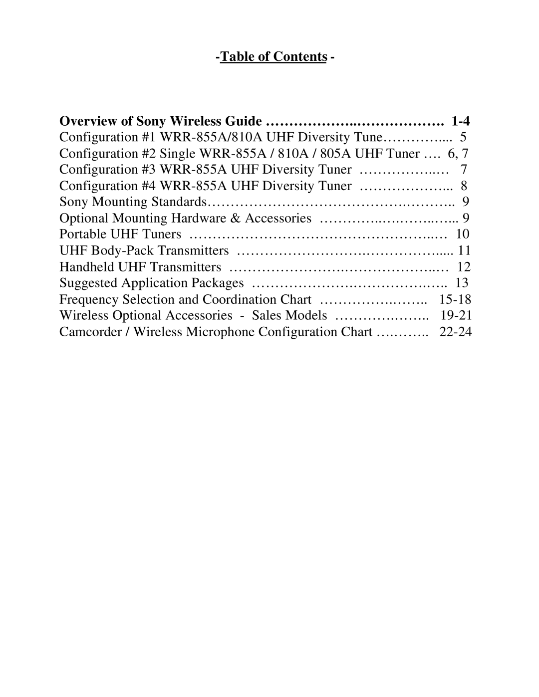 Sony Camcorder / Wireless Microphone manual 