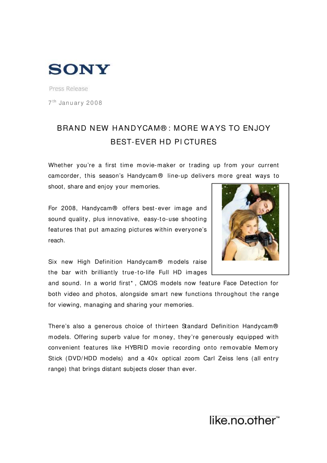 Sony Camorder manual Brand NEW Handycam More Ways to Enjoy BEST-EVER HD Pictures 