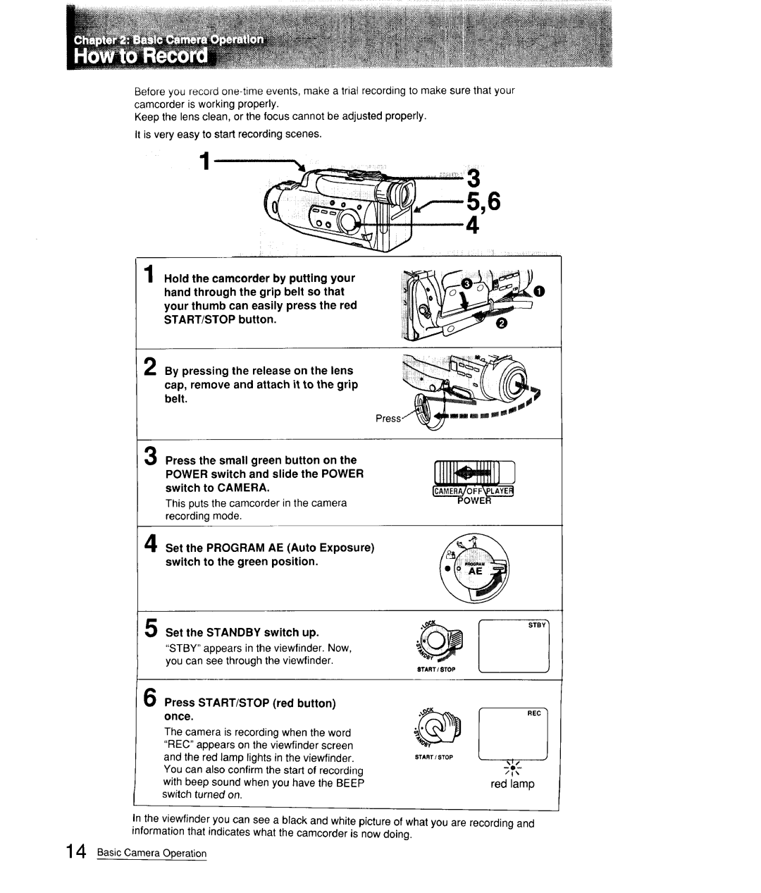 Sony CCD-FX310 operation manual Press START/STOP red button once, You can see through the viewfinder 