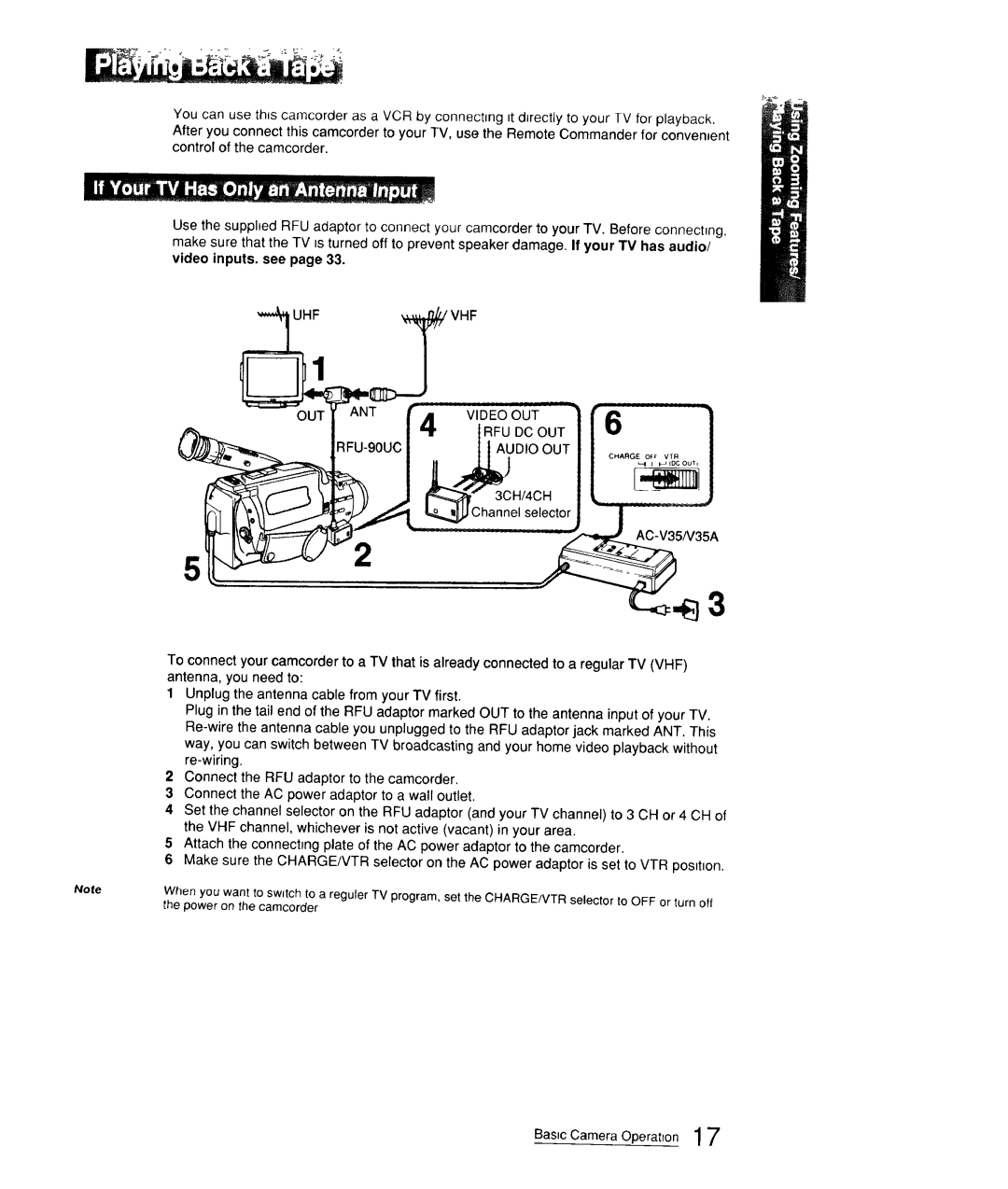 Sony CCD-FX310 operation manual Video inputs, see, Ant 