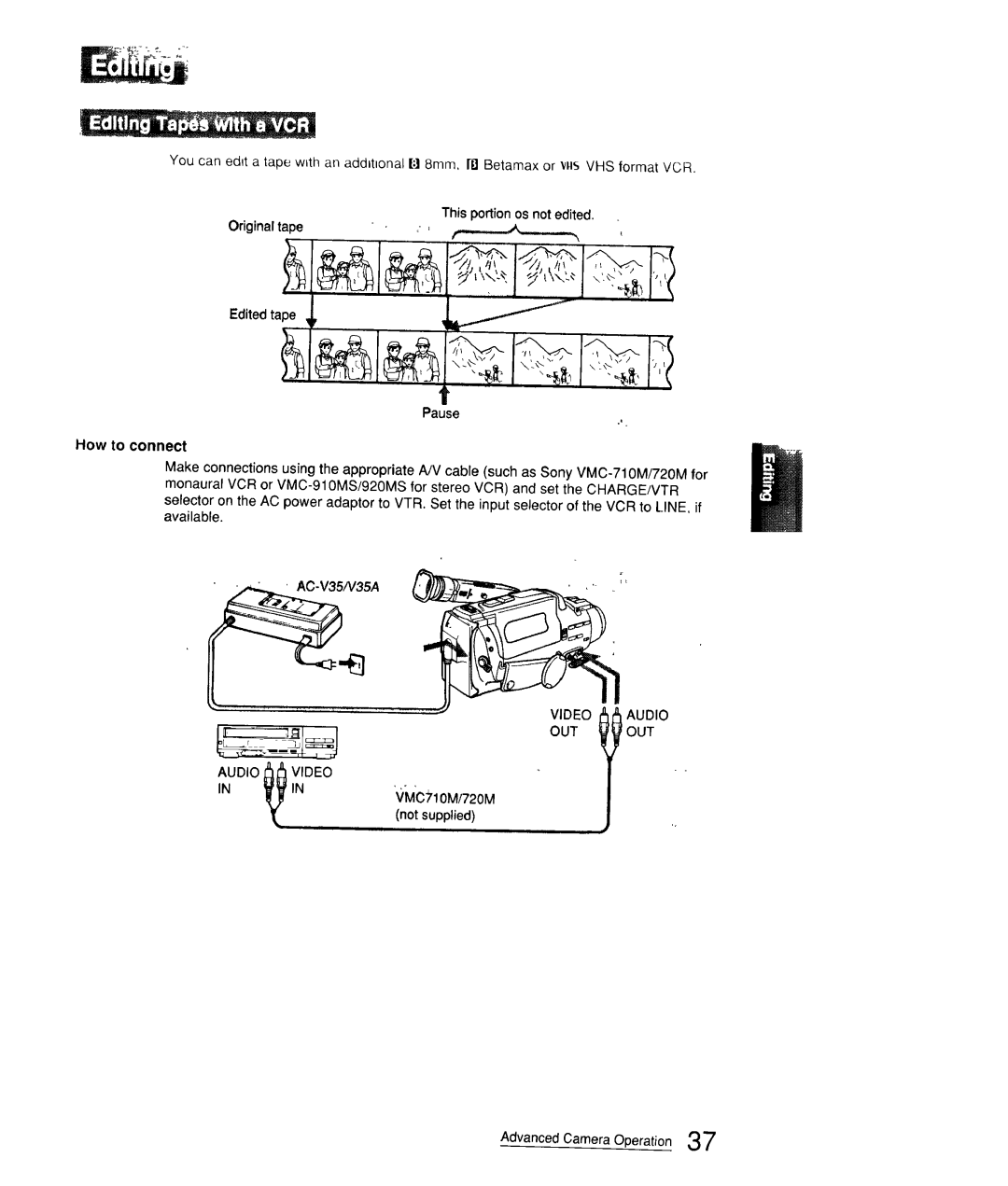 Sony CCD-FX310 operation manual Auo,On , Deo, Pause How to connect 