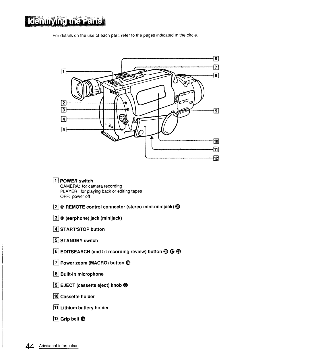 Sony CCD-FX310 operation manual Standby switch 