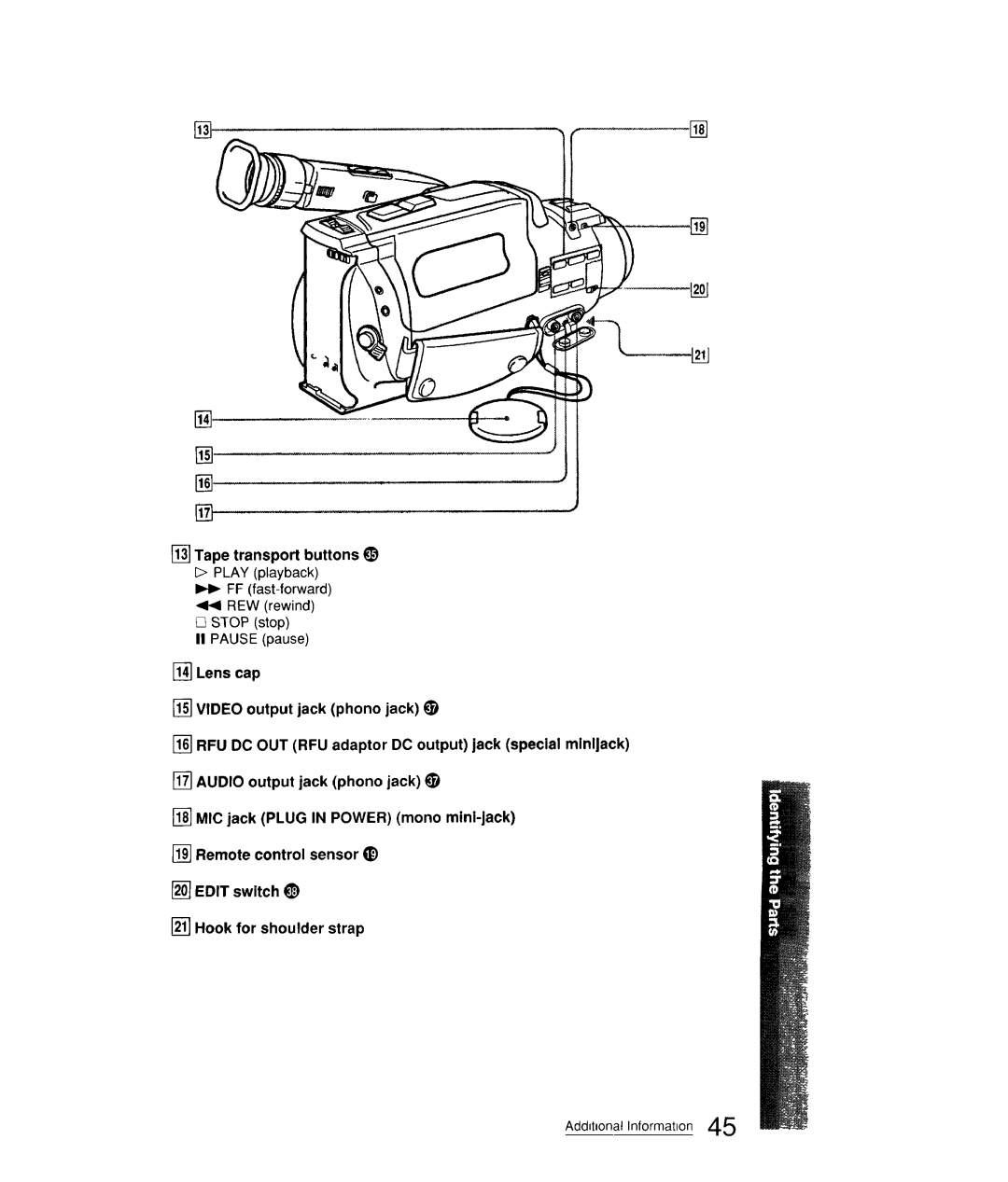 Sony CCD-FX310 operation manual Tape transport buttons Play playback 