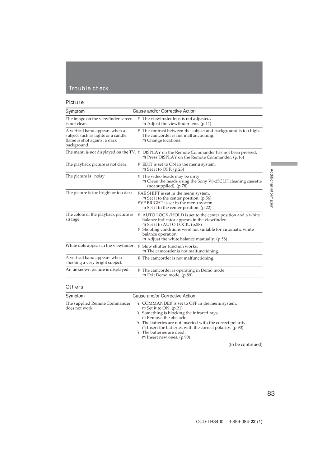 Sony CCD-TR3400 operating instructions Picture 