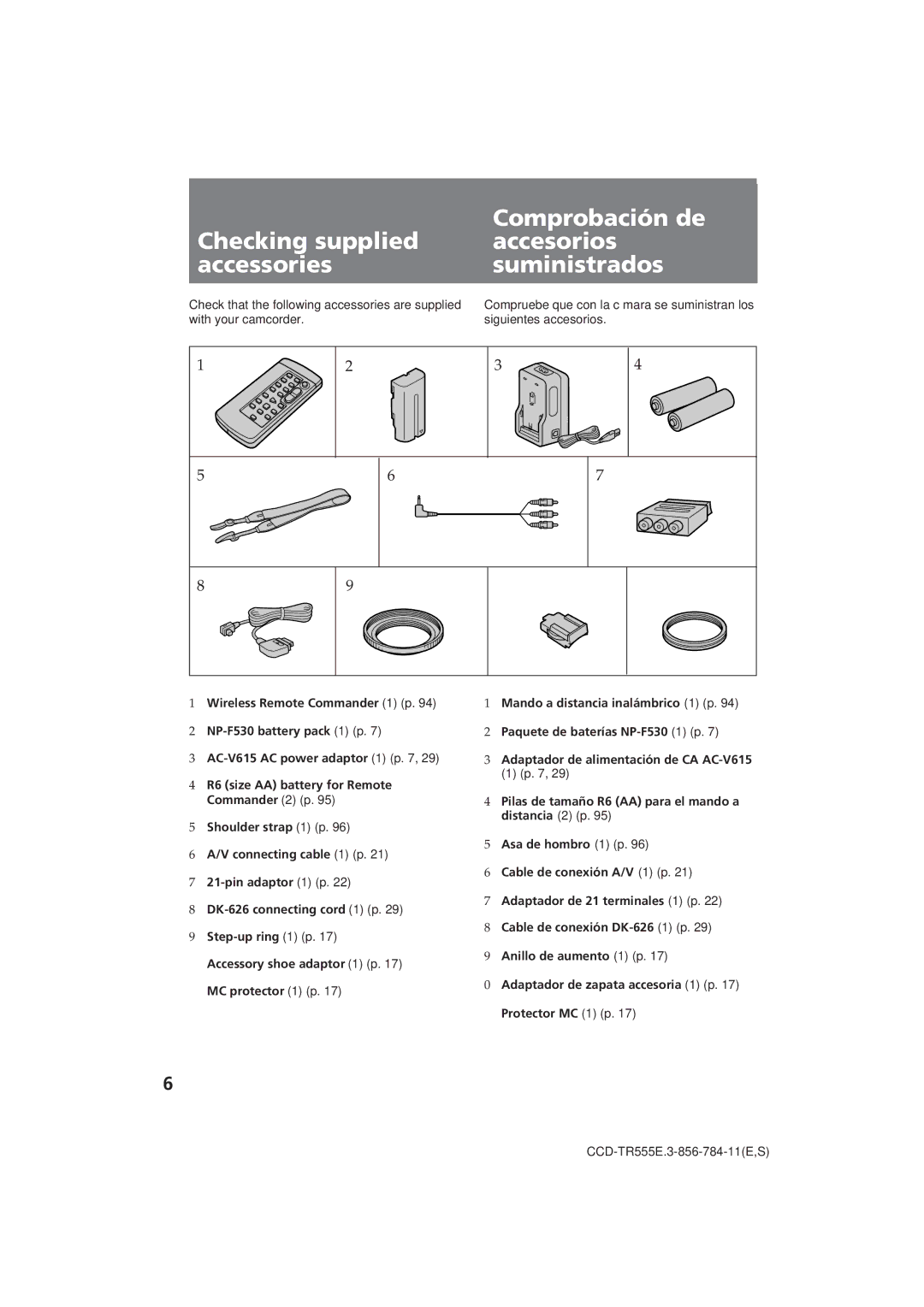 Sony operating instructions ÁProtector MC 1 p CCD-TR555E.3-856-784-11E,S 