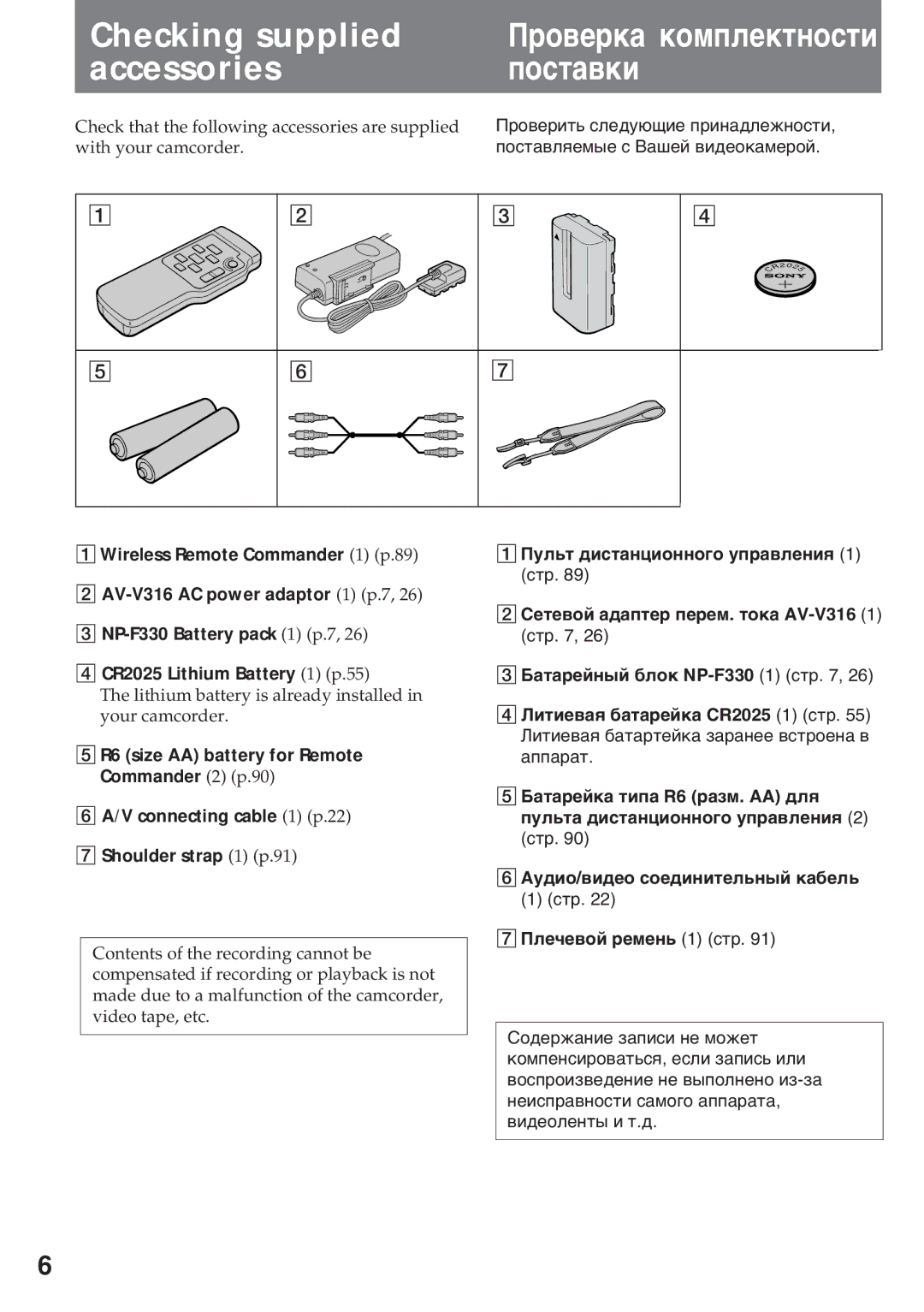 Sony CCD-TR920E operating instructions Пóëüò äèñòàíöèîííîãî óïðàâëåíèя, Пëå÷åâîé ðåìåíü 1 ñòð 