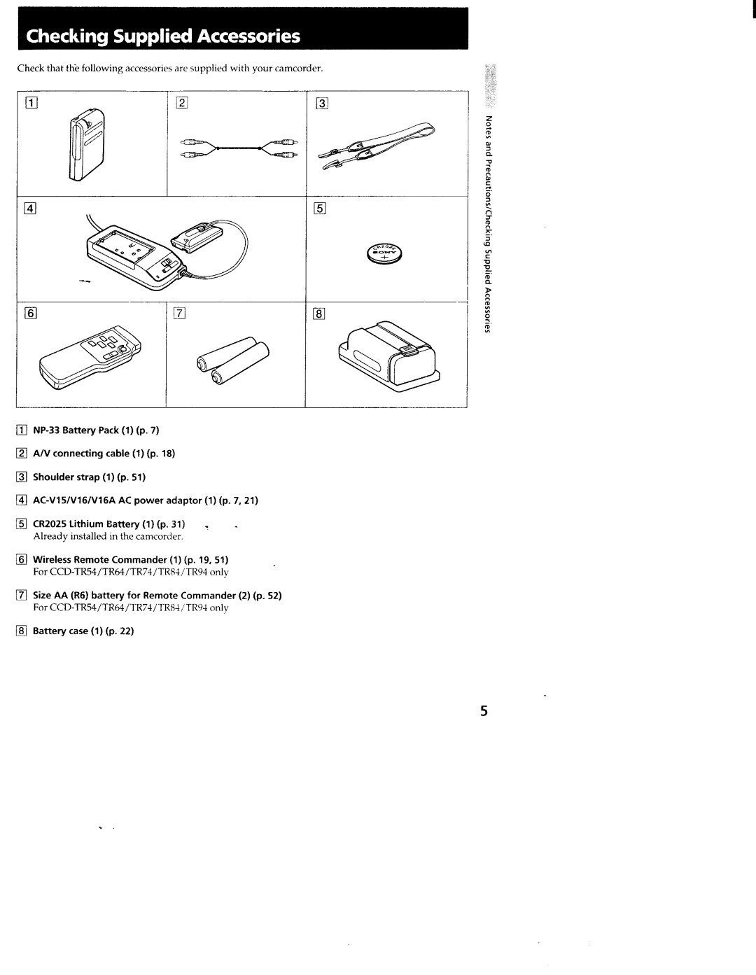 Sony CCD-TR54, CCD-TR94, CCD-TR84, CCD-TR44, CCD-TR64, CCD-TR74 manual 