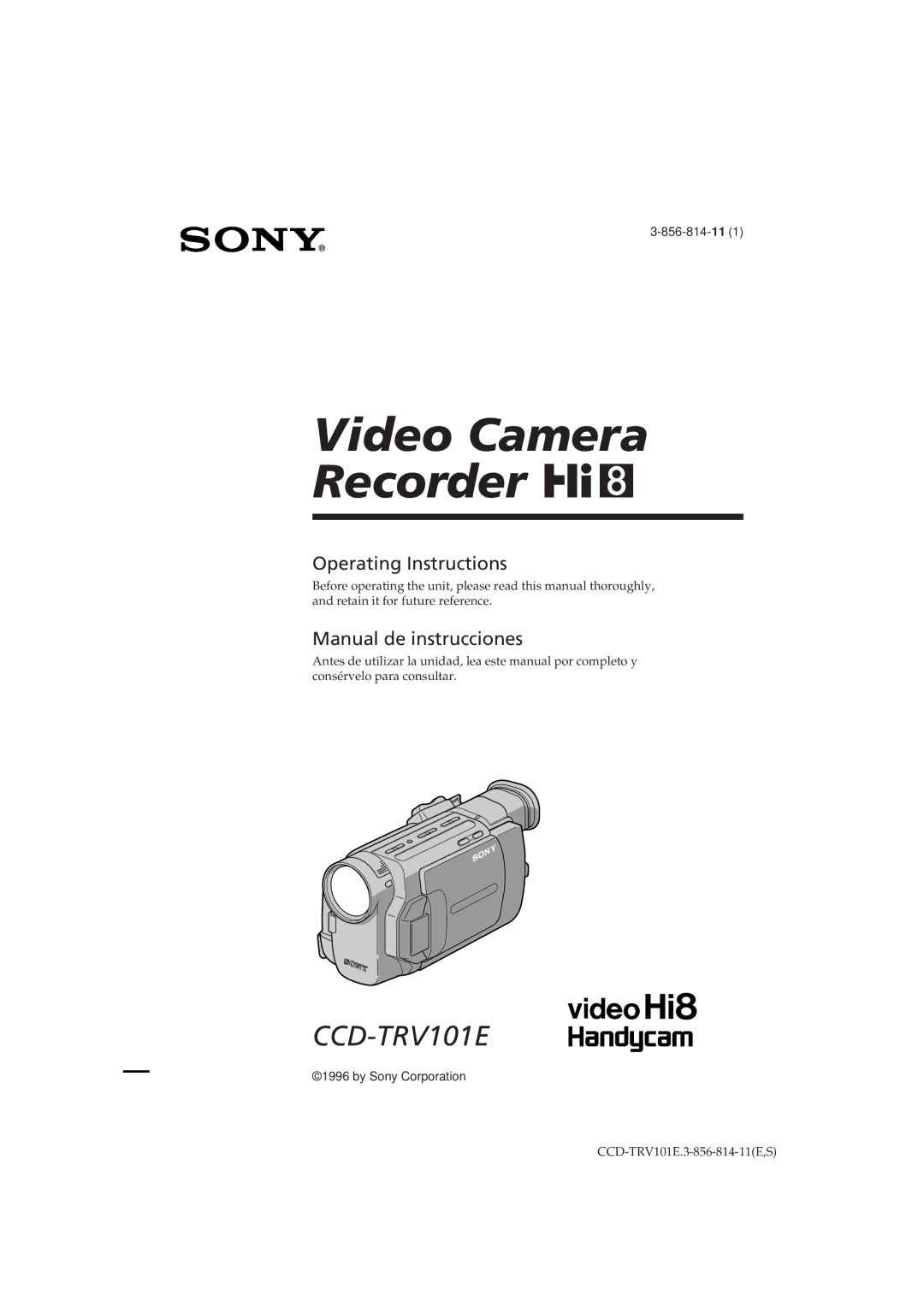 Sony CCD-TRV101E operating instructions Video Camera Recorder H 