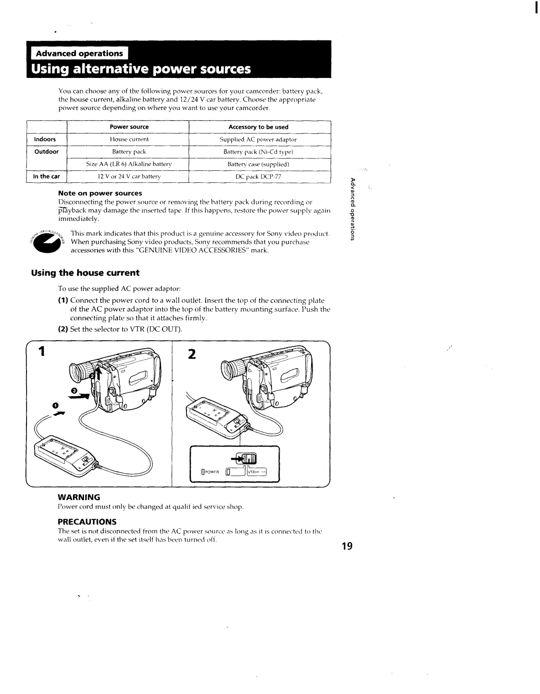 Sony TRV211, CCD-TRV11, TRV19, TRV119, CCS-TRV29 manual 