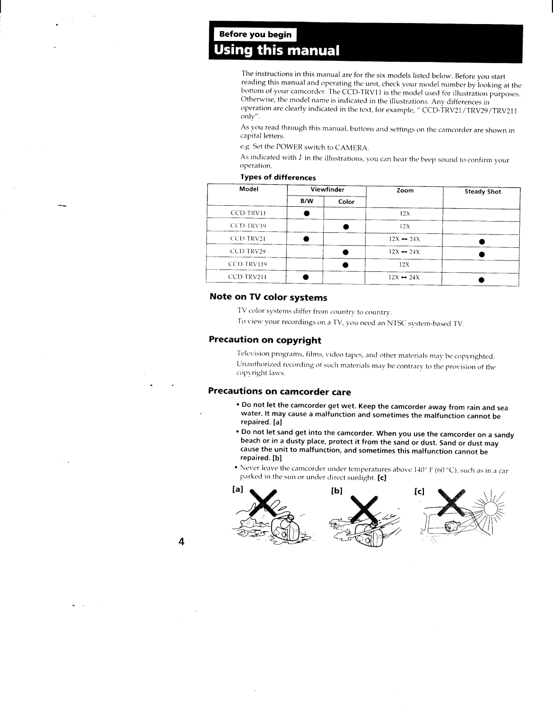 Sony CCD-TRV11, TRV211, TRV19, TRV119, CCS-TRV29 manual 