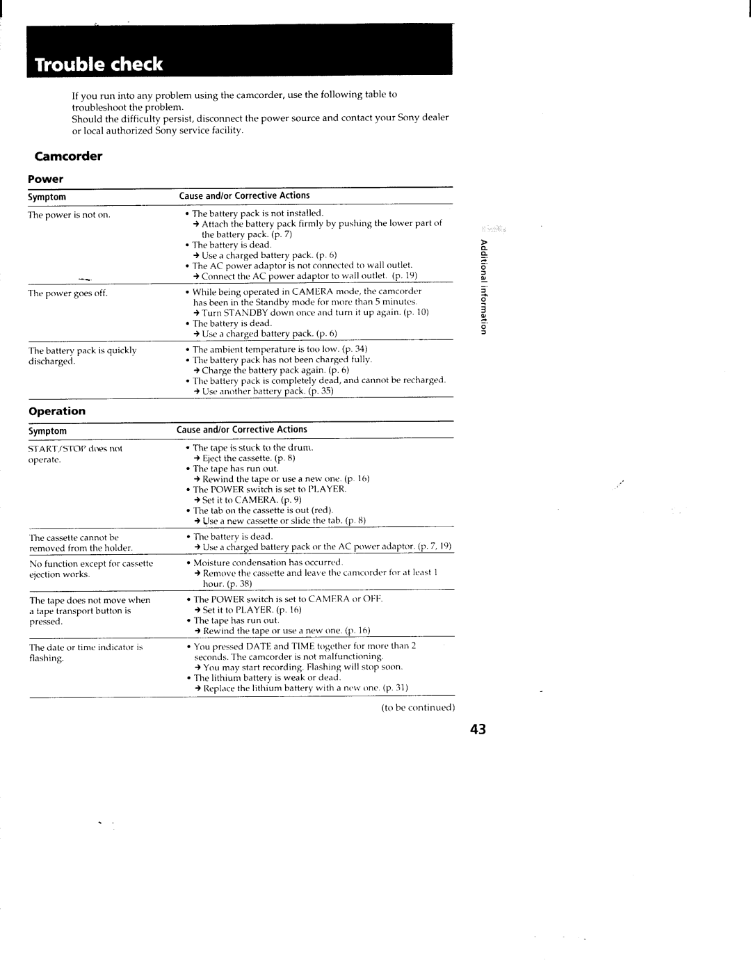 Sony TRV211, CCD-TRV11, TRV19, TRV119, CCS-TRV29 manual 