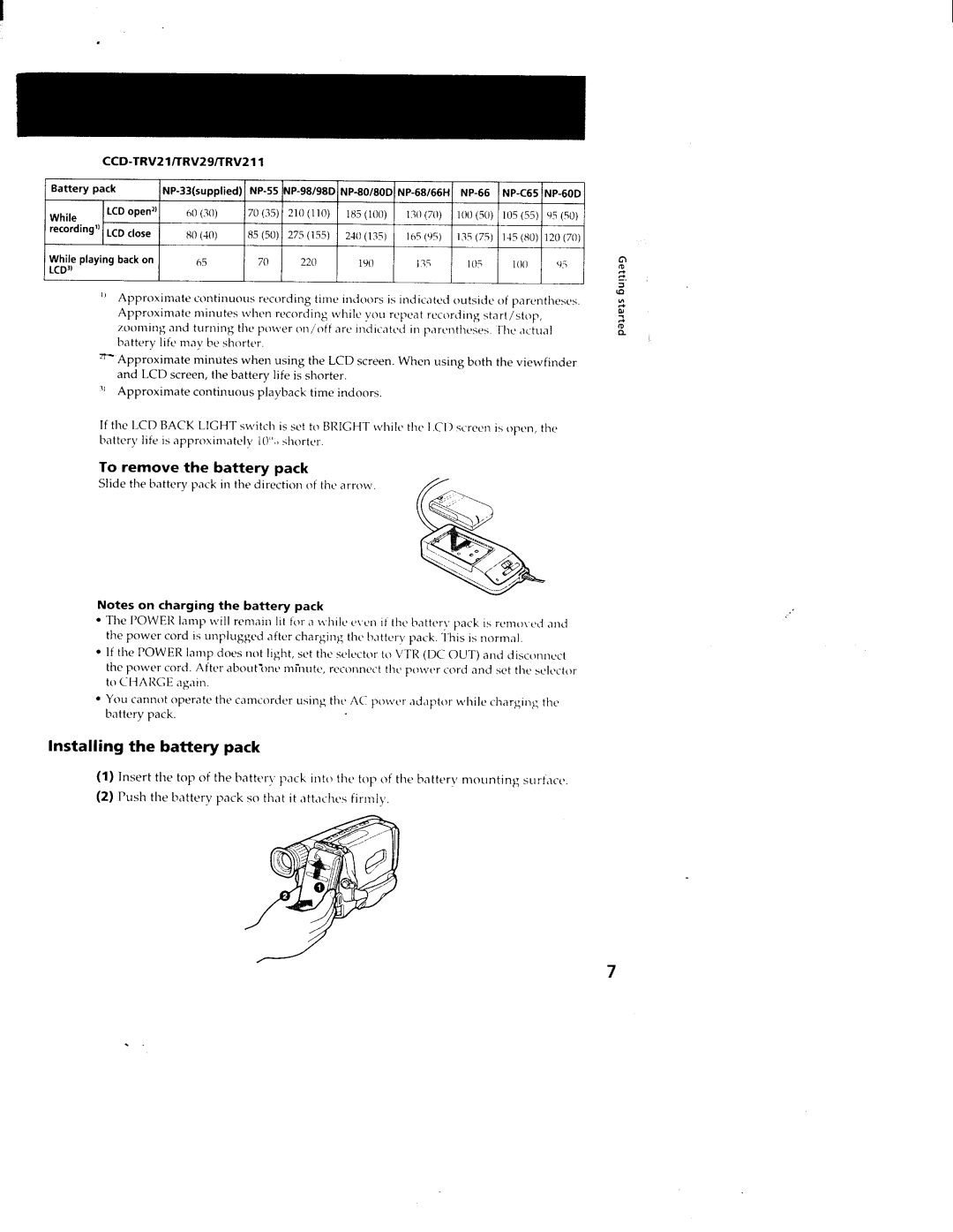 Sony TRV211, CCD-TRV11, TRV19, TRV119, CCS-TRV29 manual 