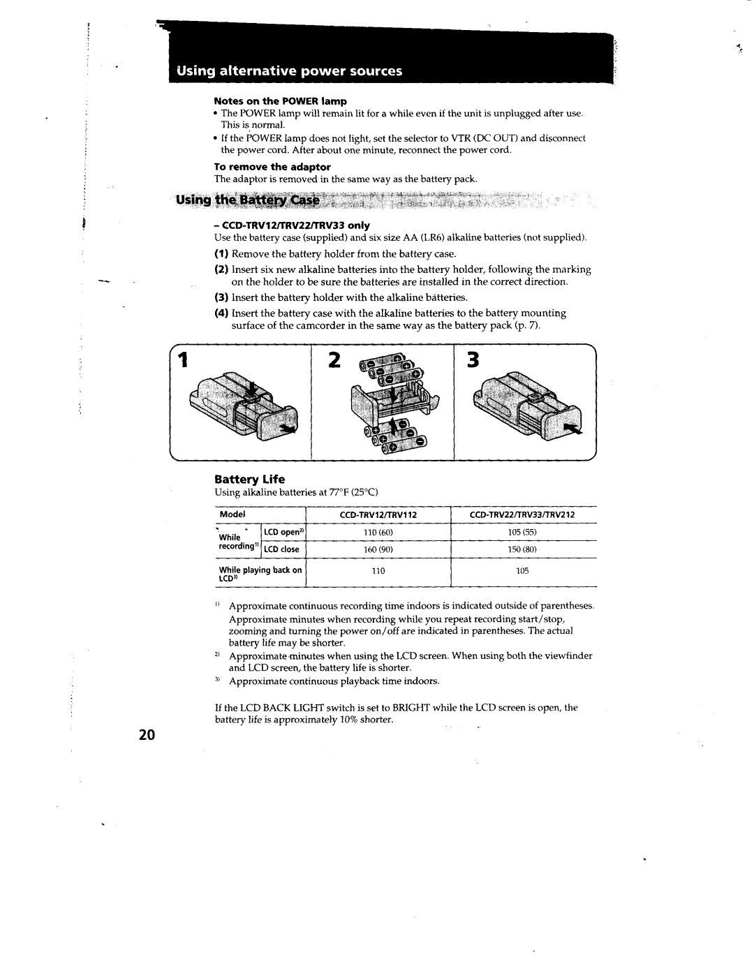 Sony CCD-TRV12/TRV22/TRV33, CCD-TRV112/TRV212 manual 