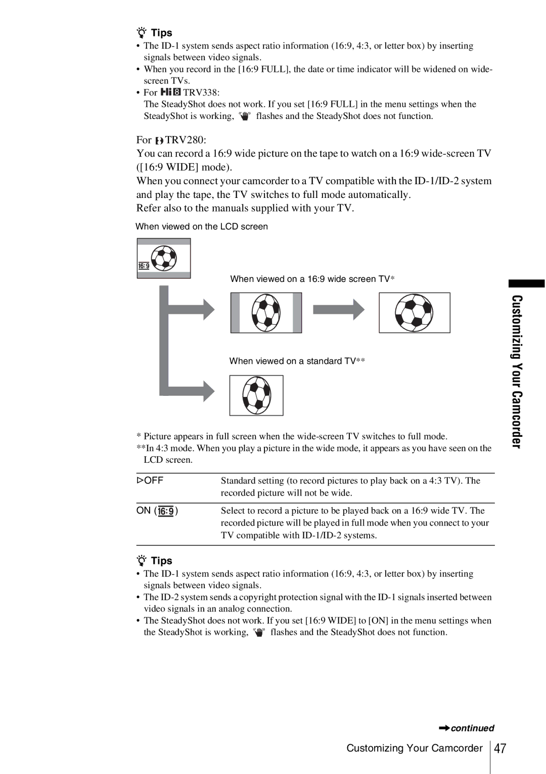 Sony CCD-TRV338 manual Tips 