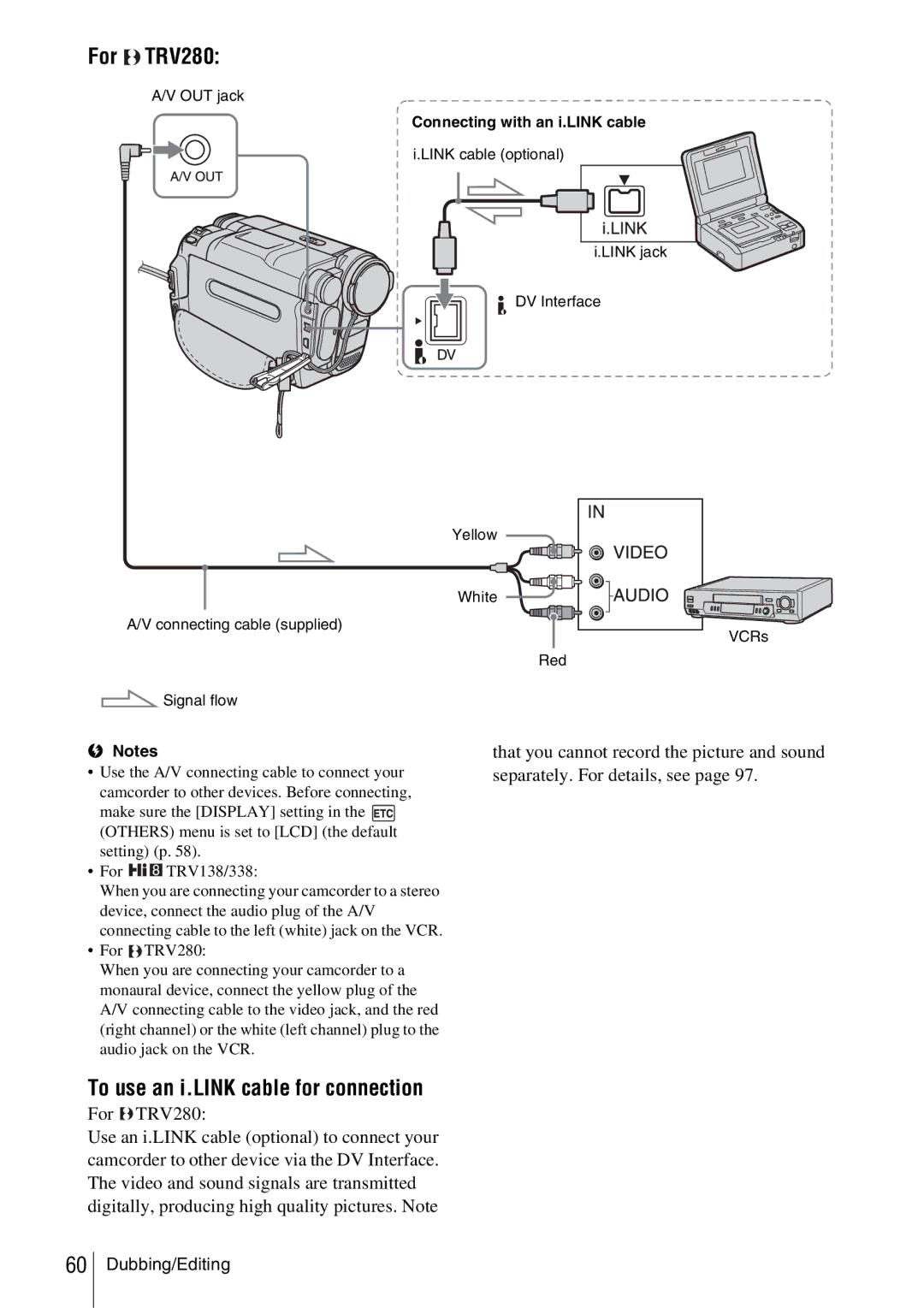 Sony CCD-TRV338 manual To use an i.LINK cable for connection, Connecting with an i.LINK cable 