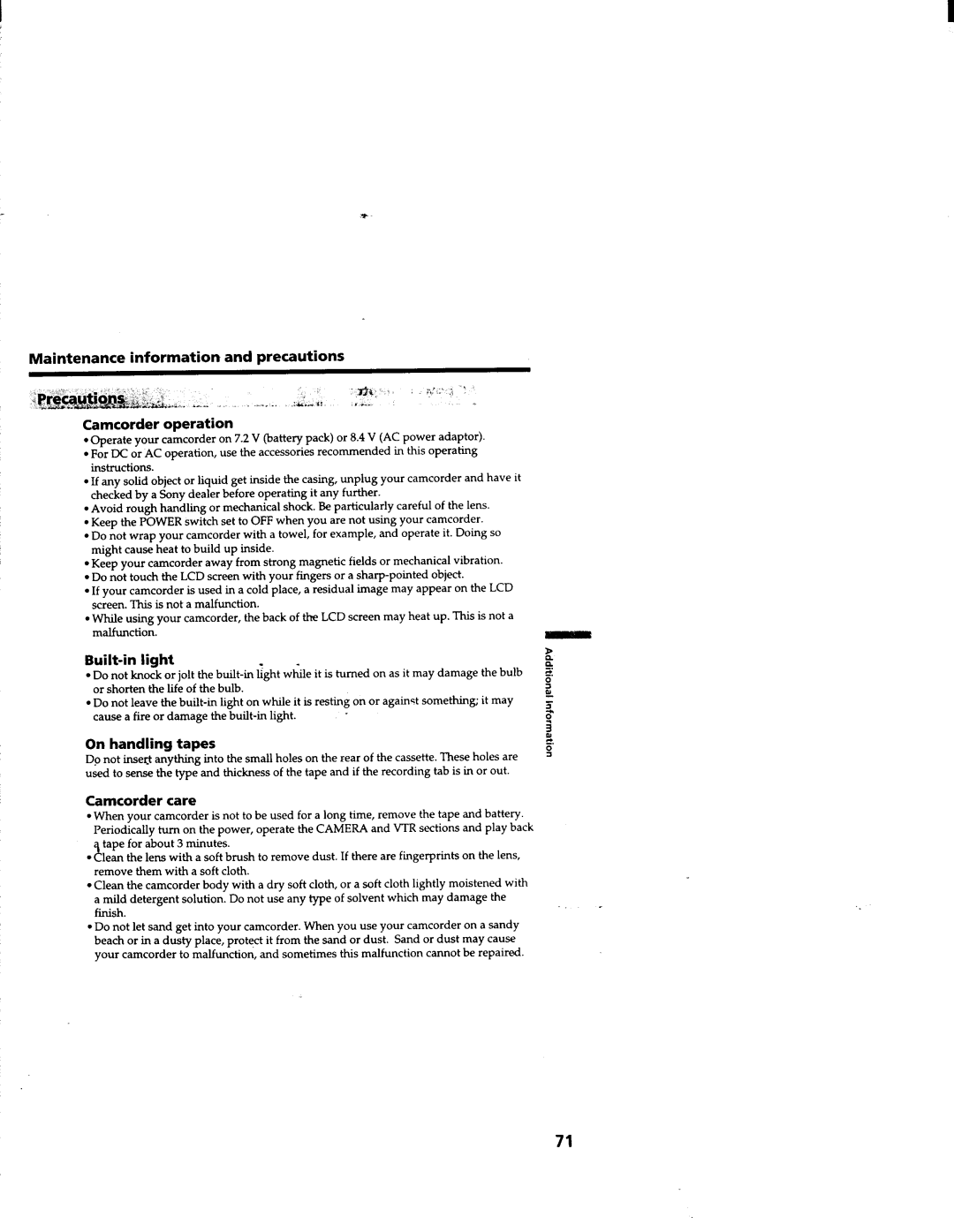 Sony CCD-TRV63/TRV66 manual 