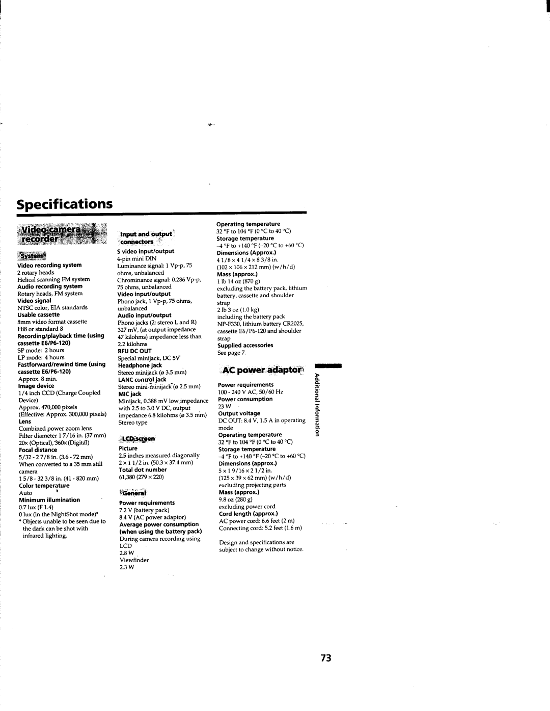 Sony CCD-TRV63/TRV66 manual 