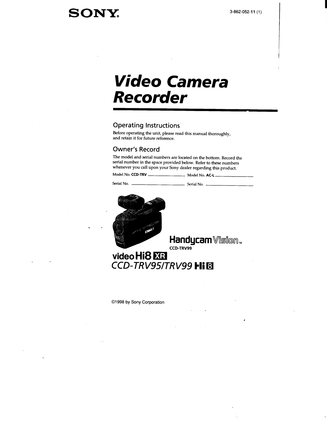 Sony CCD-TRV99, CCD-TRV95 manual 