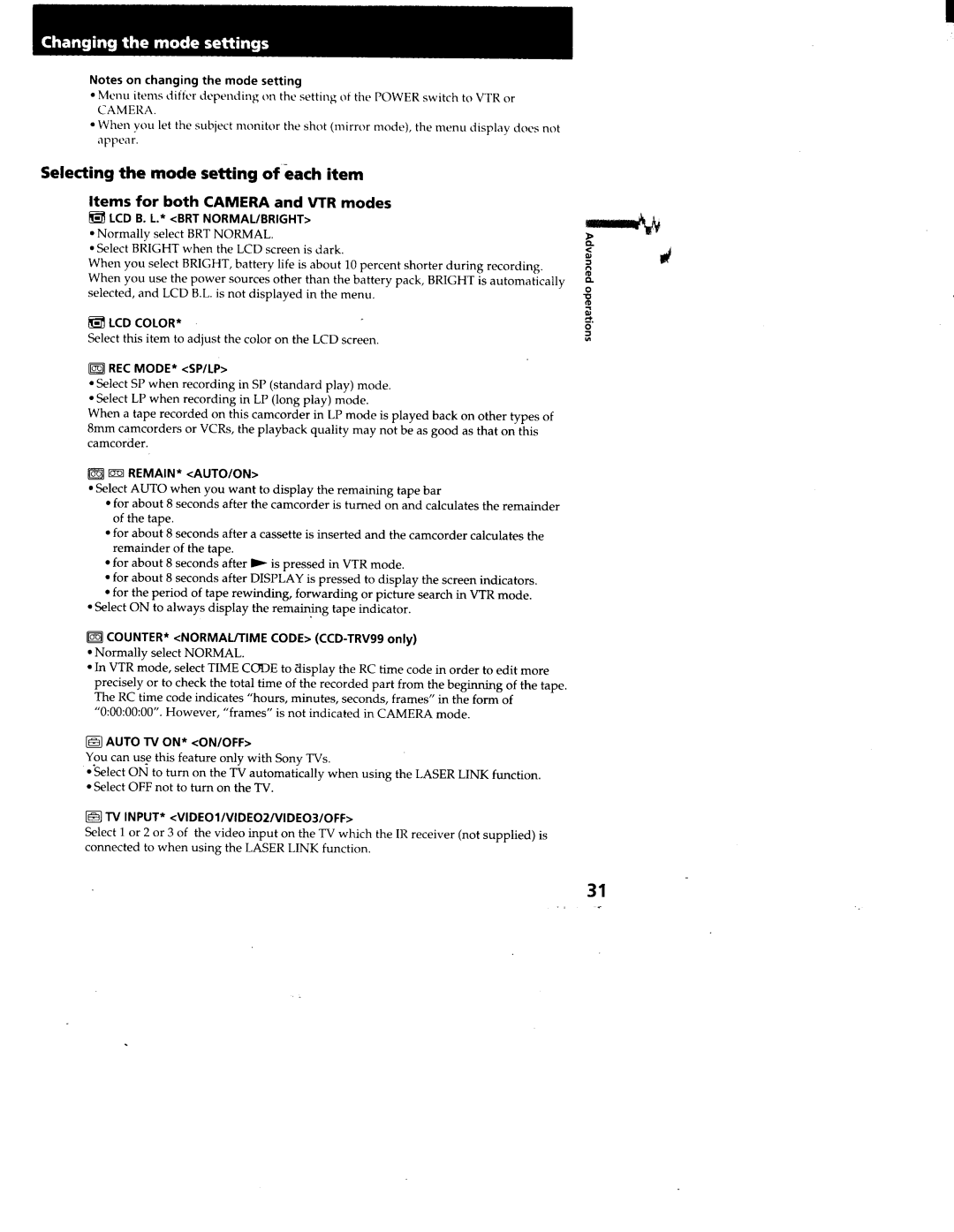 Sony CCD-TRV95, CCD-TRV99 manual 