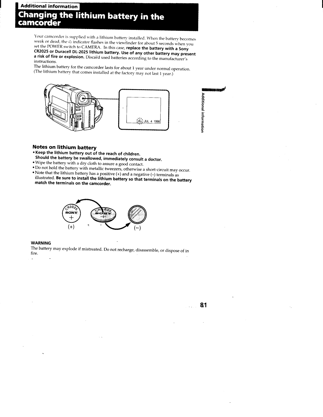 Sony CCD-TRV95, CCD-TRV99 manual 