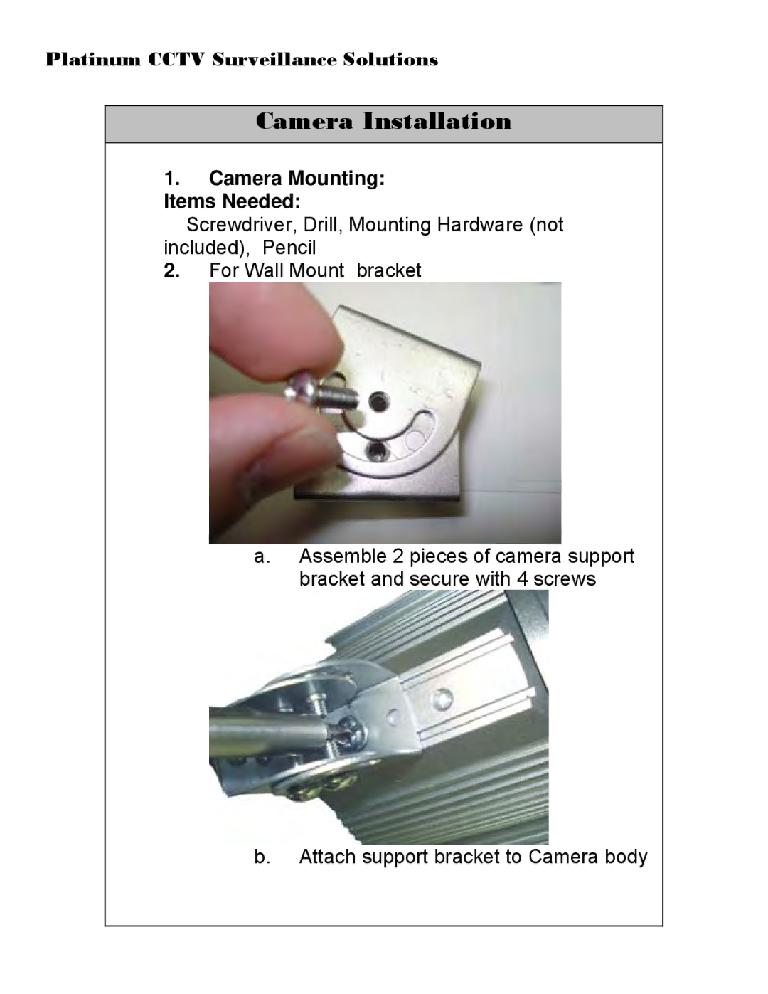 Sony CD-9255 installation manual Camera Installation 