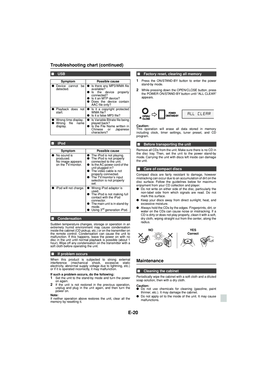 Sony CD-DH790N operation manual Maintenance 