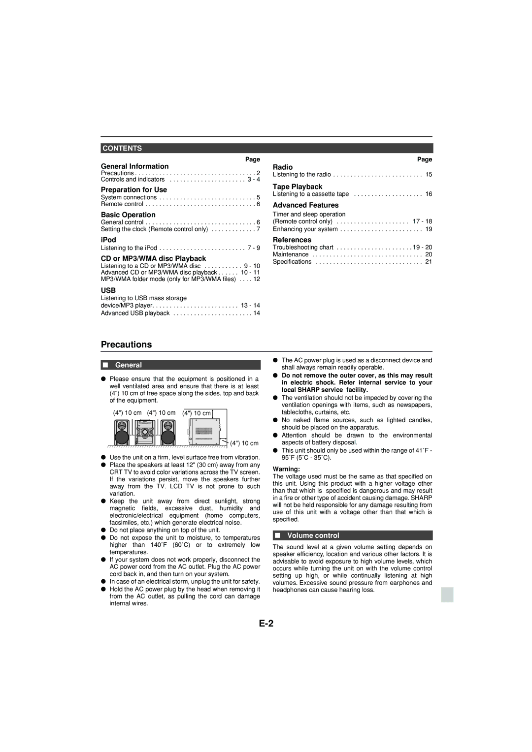 Sony CD-DH790N operation manual Precautions, Contents 