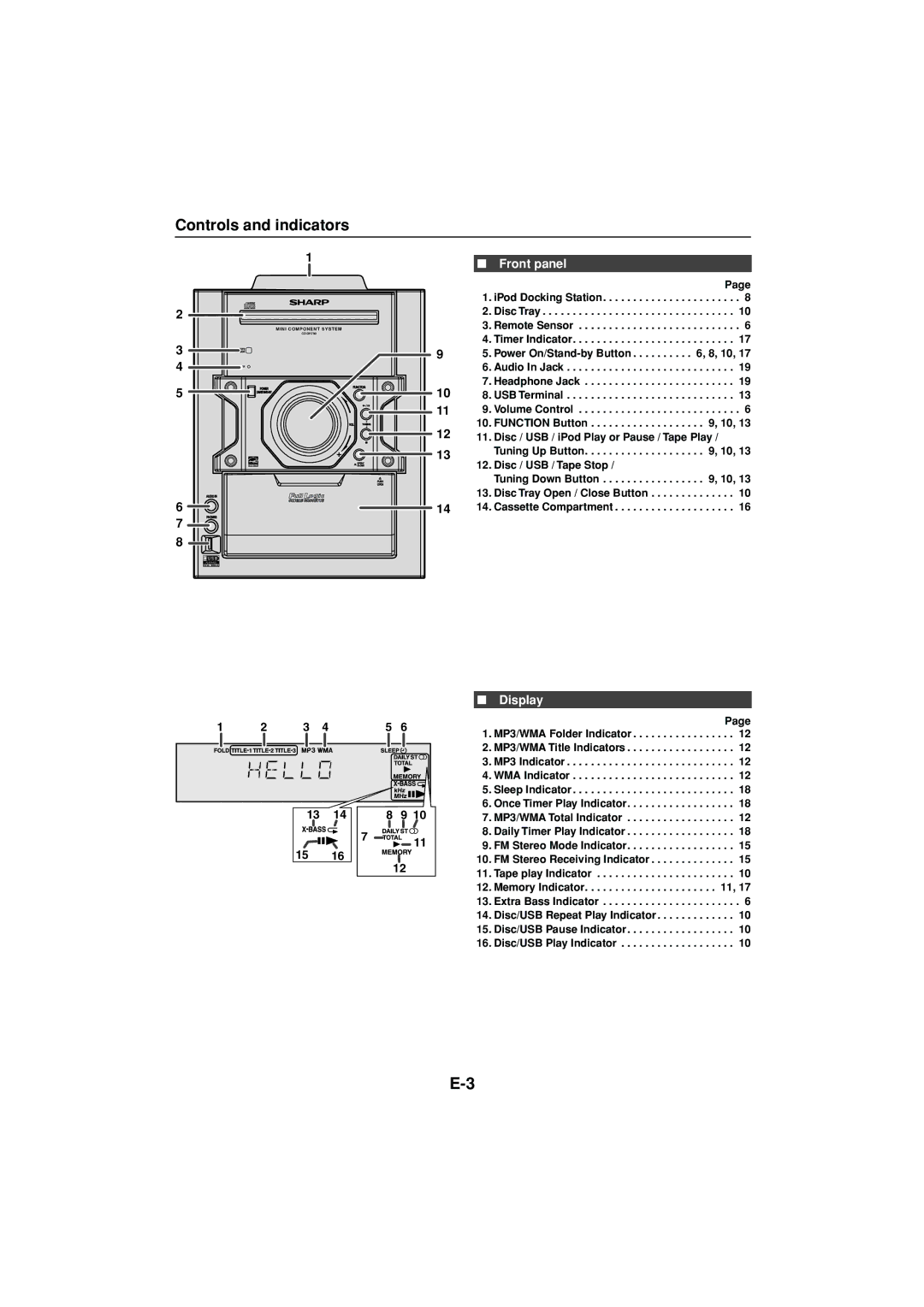 Sony CD-DH790N operation manual Controls and indicators, Front panel, Display 