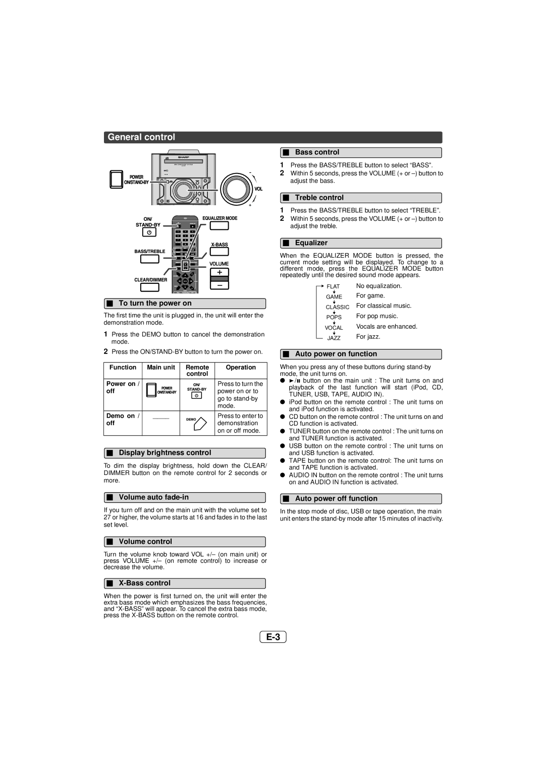 Sony CD-DH899N operation manual General control 