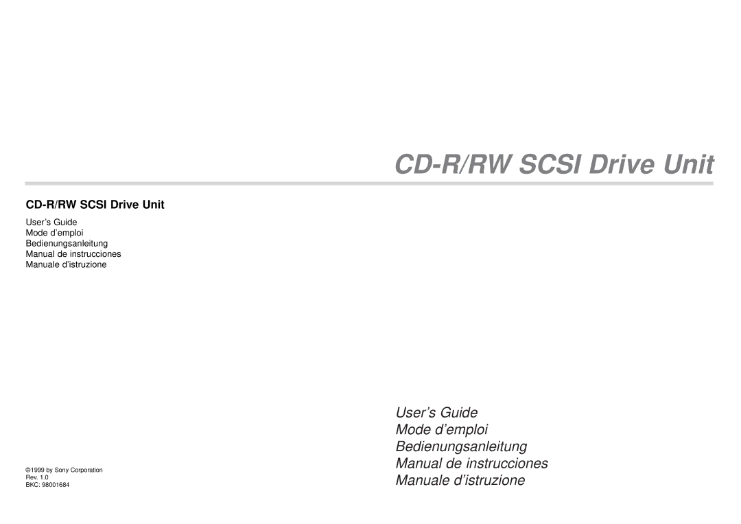 Sony manual CD-R/RW Scsi Drive Unit 