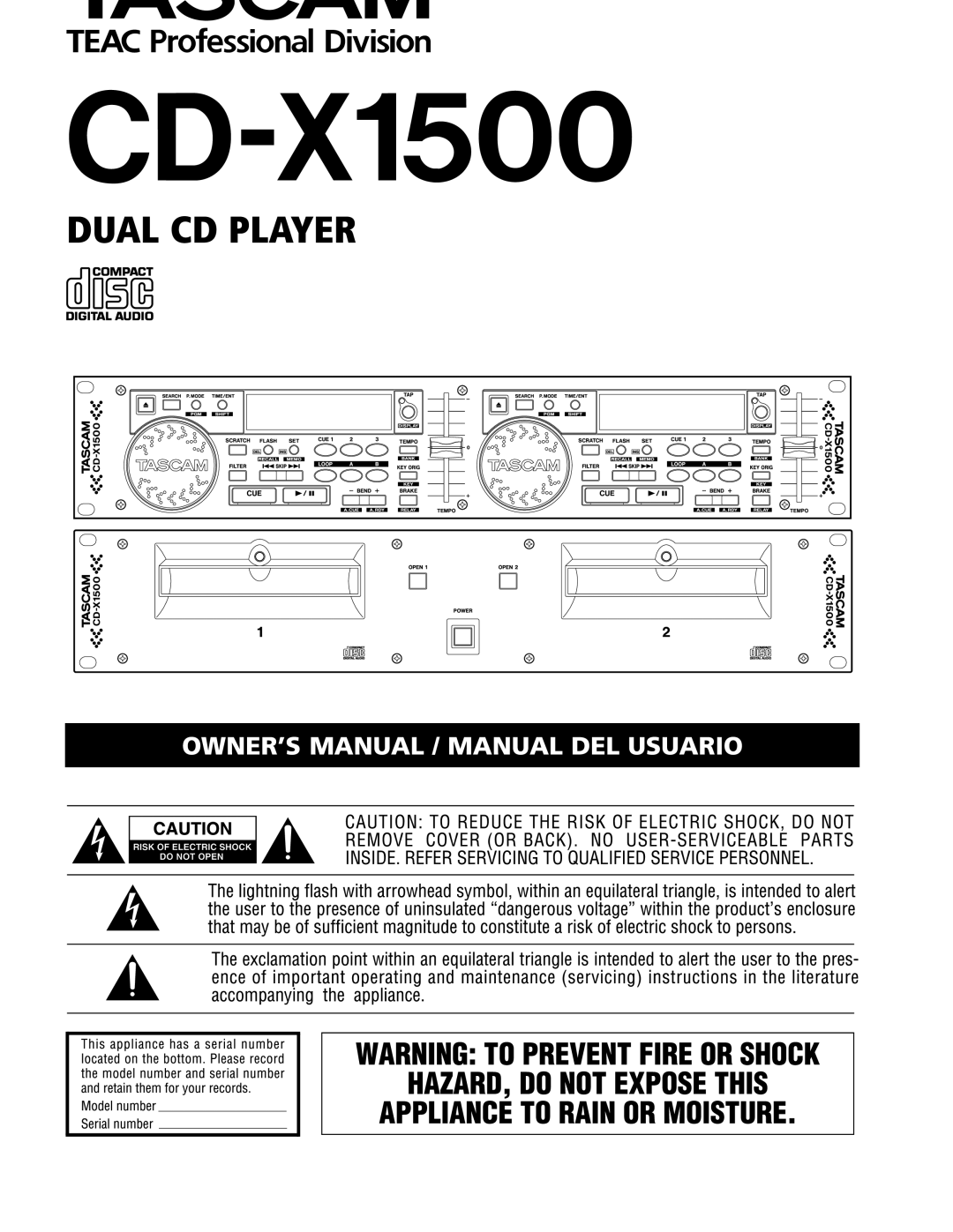 Sony CD-X1500 owner manual 