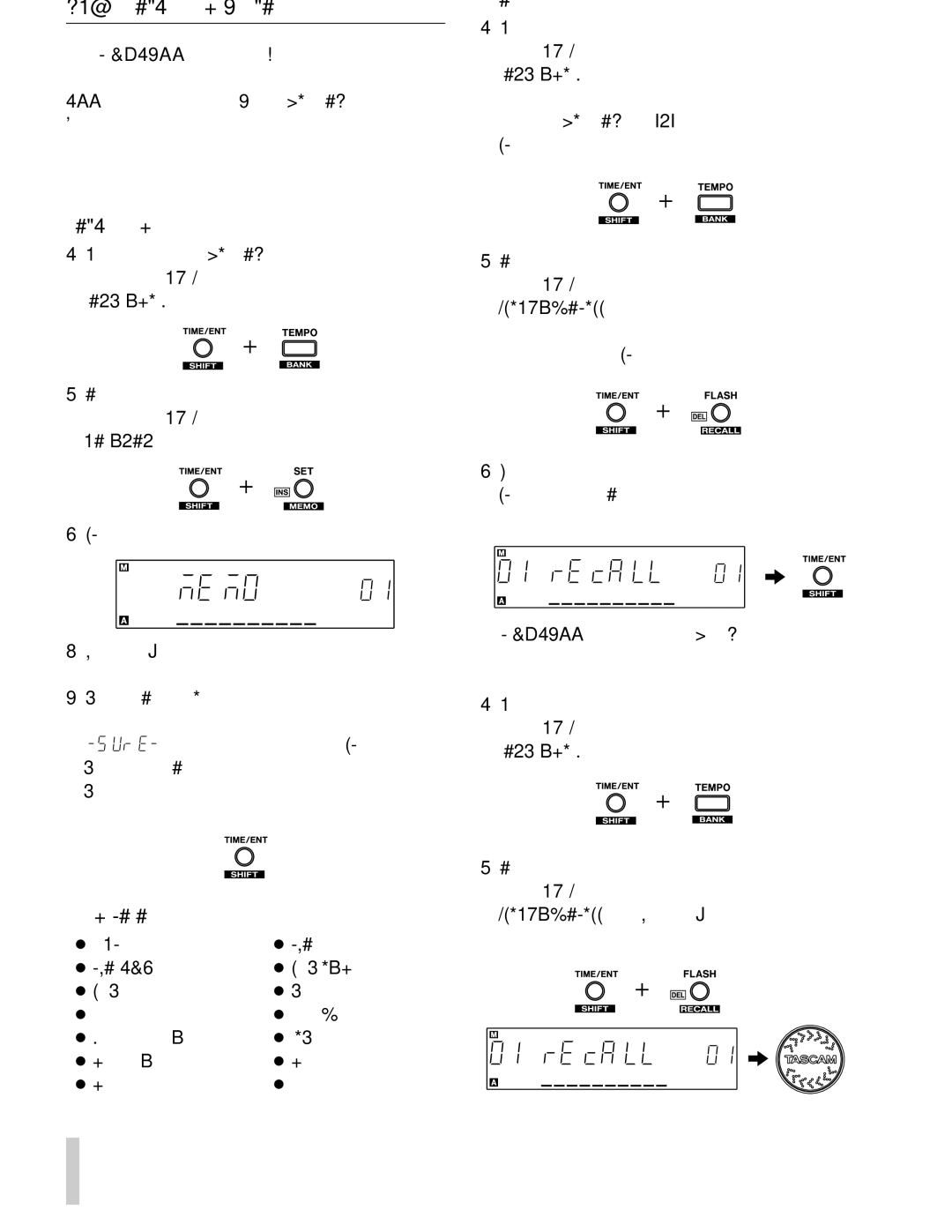 Sony CD-X1500 owner manual Track Memory / Recall, Memory data 