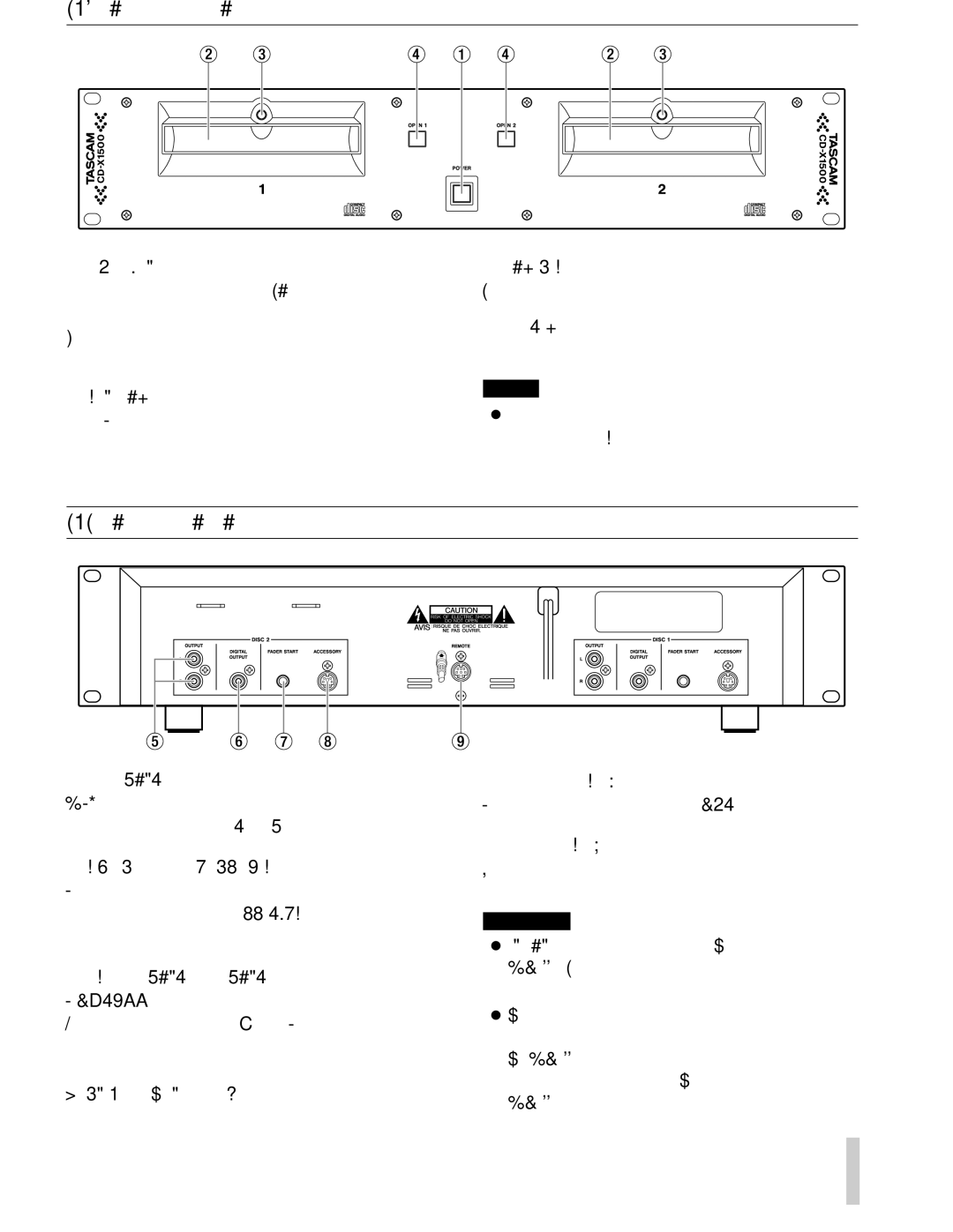 Sony CD-X1500 owner manual Main Unit Front Panel, Main Unit Rear Panel 