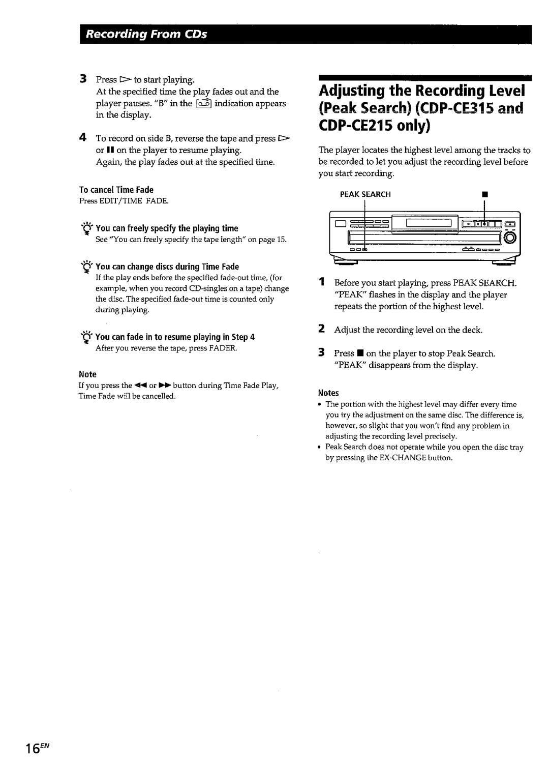 Sony CDP-CE215, CDP-C260Z, CDP-CE315 manual 