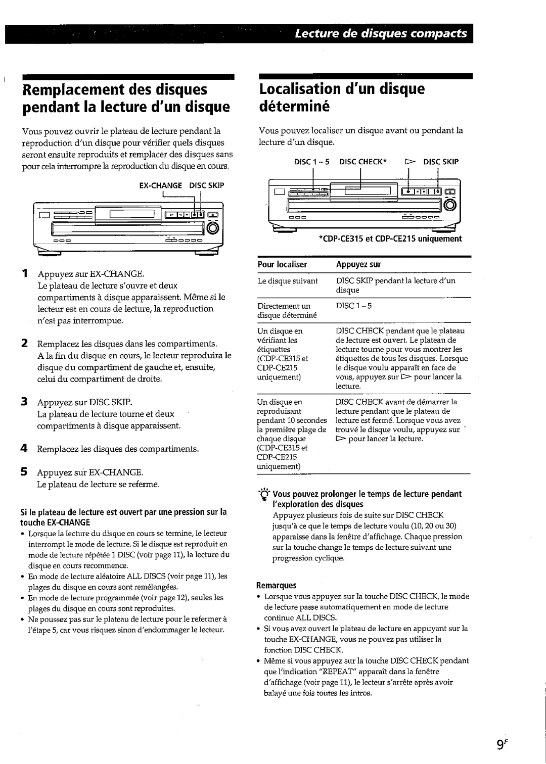 Sony CDP-C260Z, CDP-CE215, CDP-CE315 manual 