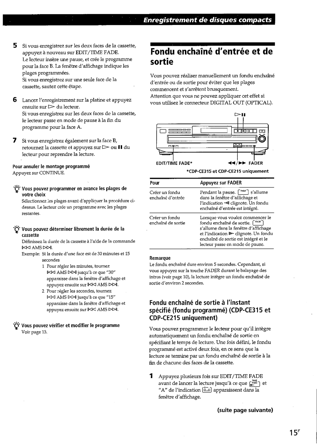 Sony CDP-C260Z, CDP-CE215, CDP-CE315 manual 