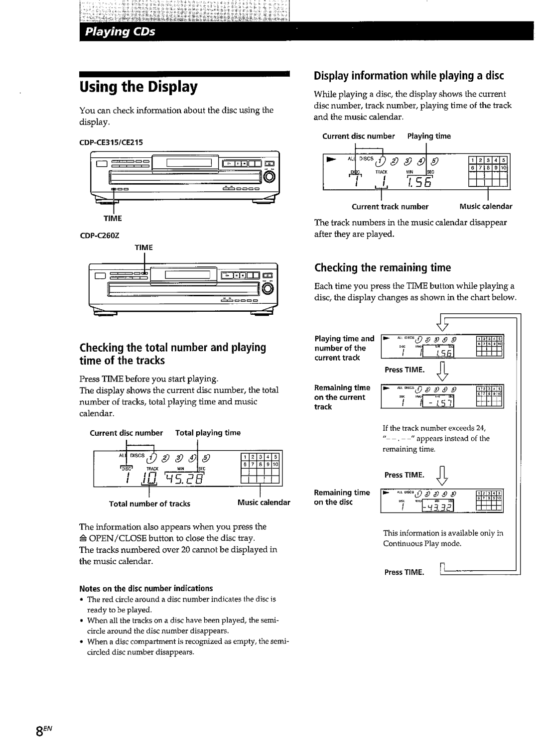 Sony CDP-CE315, CDP-C260Z, CDP-CE215 manual 