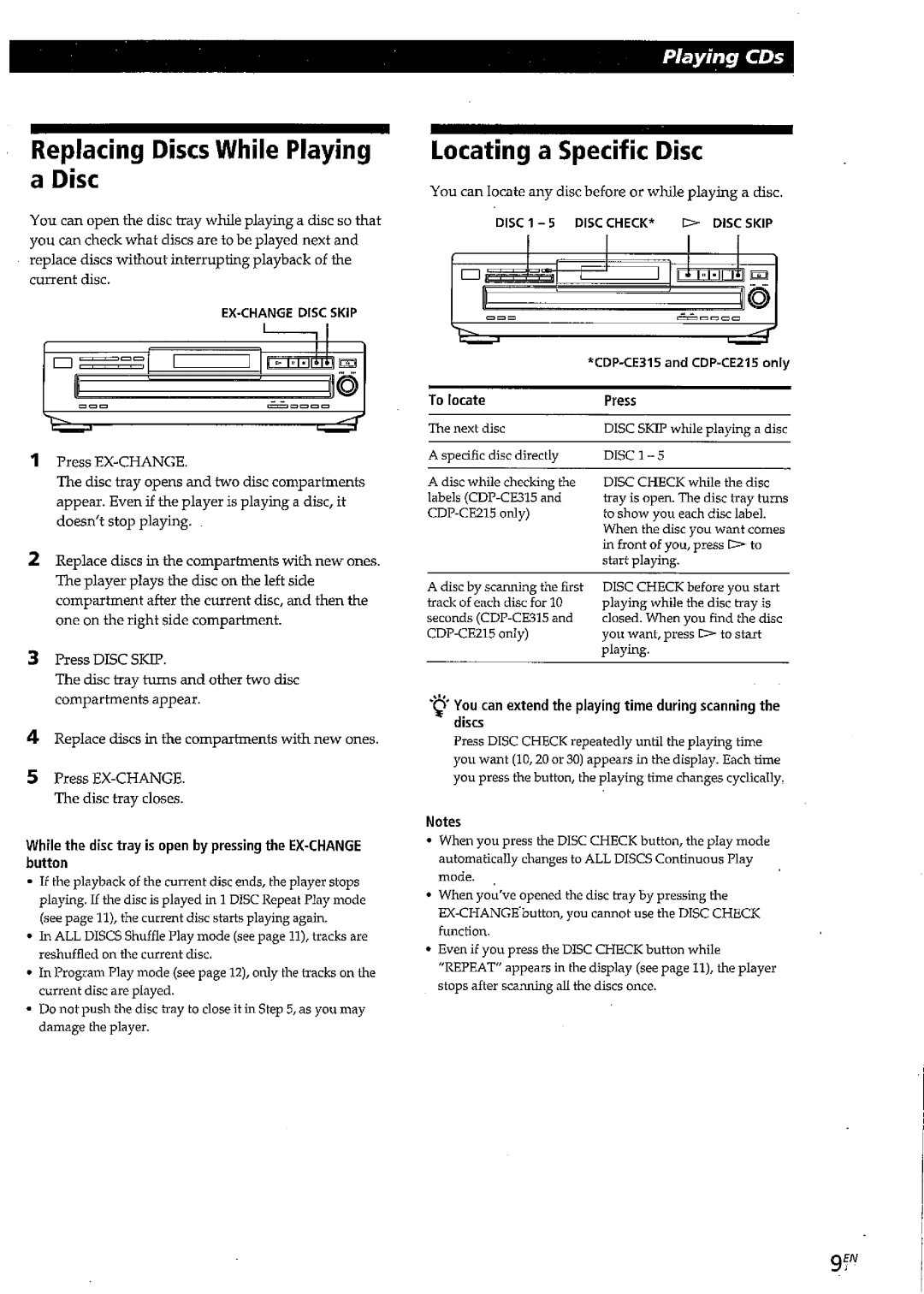 Sony CDP-C260Z, CDP-CE215, CDP-CE315 manual 