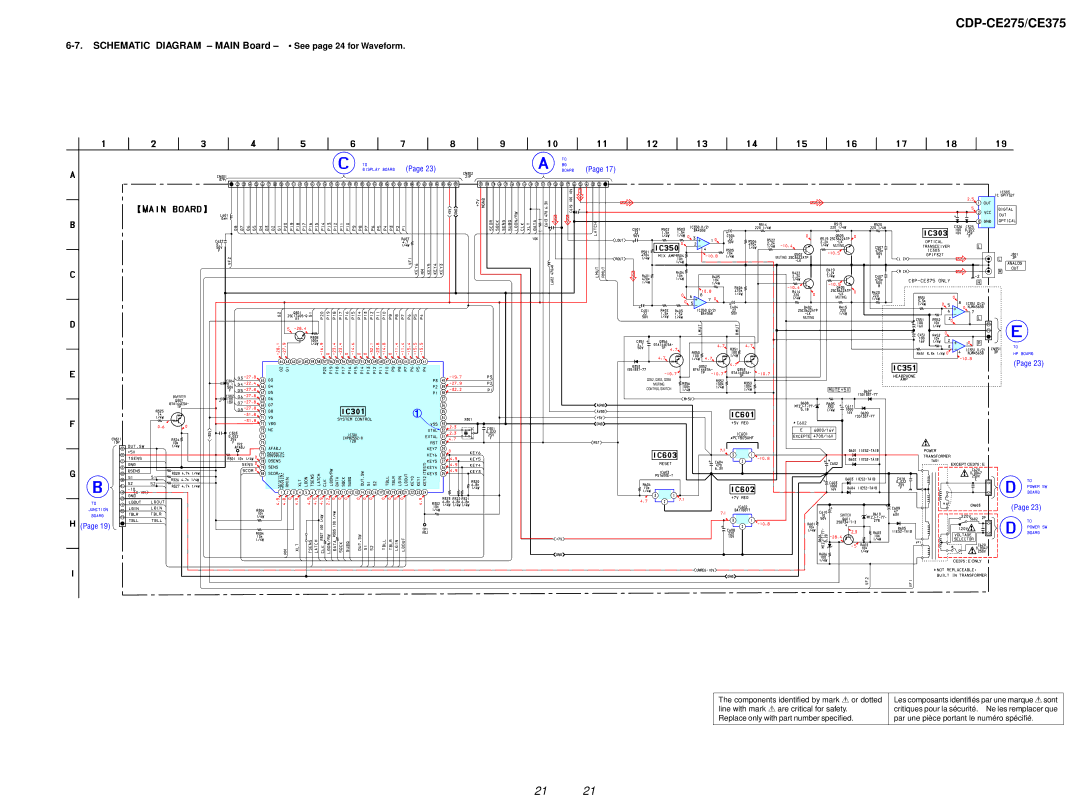 Sony CDP-CE275, CDP-CE375 service manual Schematic Diagram Main Board See page 24 for Waveform 