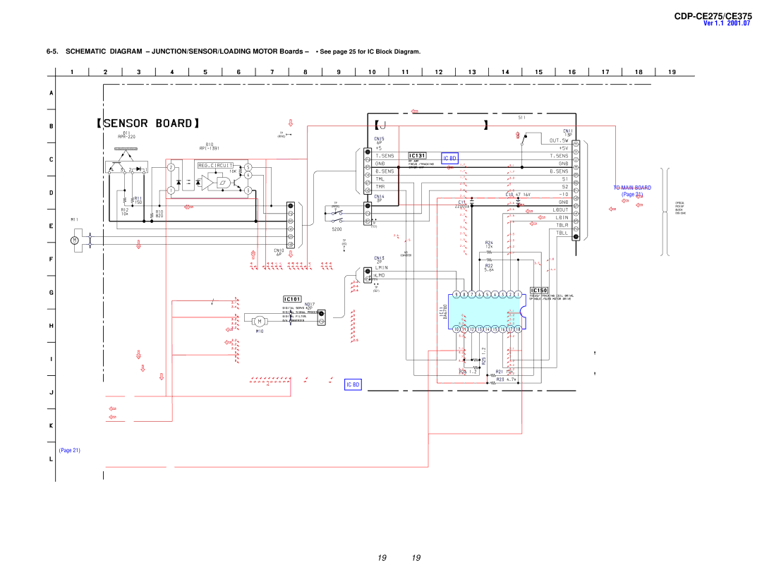 Sony CDP-CE375, CDP-CE275 service manual To Main Board IC BD 